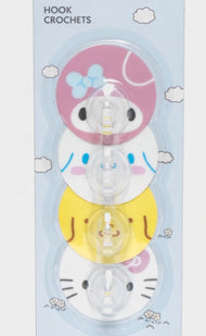 Sanrio Face Wall Hooks Set Hello Kitty My Melody Cinnamoroll Pompompurin