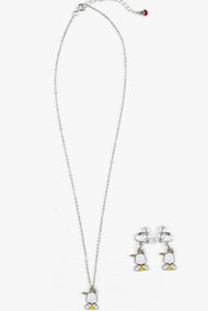 Sanrio Metallic Accessory Set Necklace & Clip-On Earrings - Pochacco