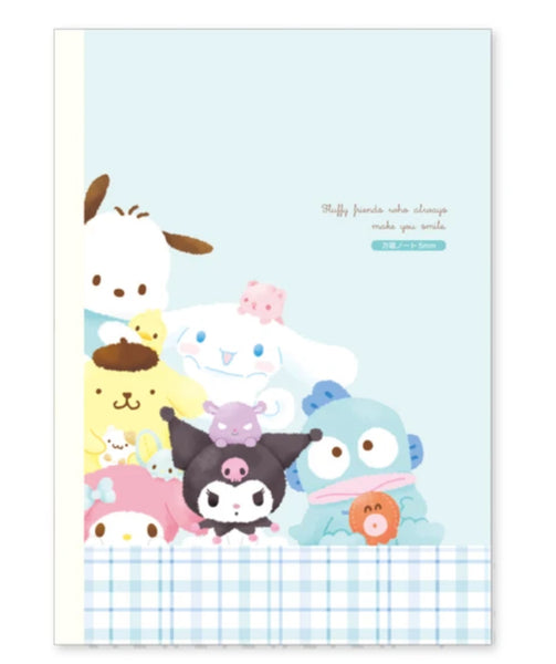 Sanrio Mixed Characters Exercise Notebook  (Grid Lined) - Fluffy Friends