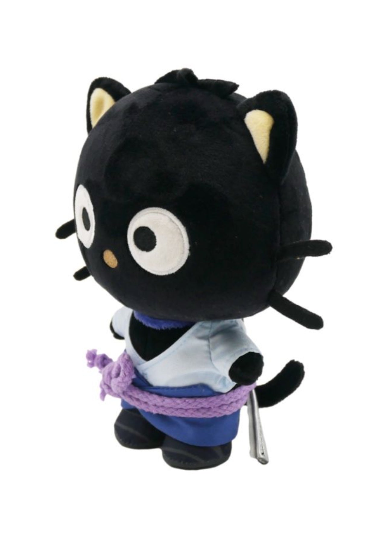 Chococat plush wearing Naruto inspired outfit side view