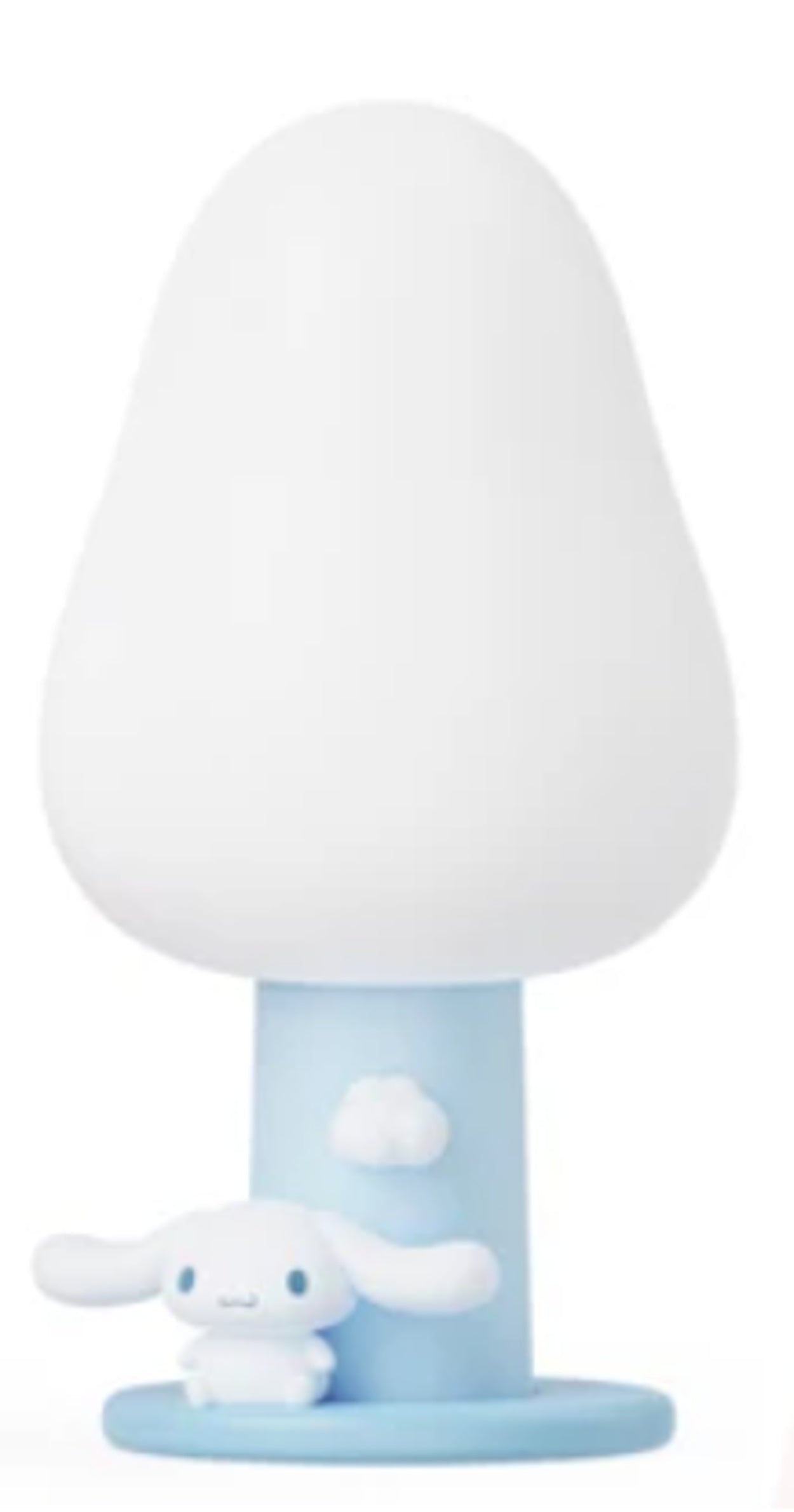 Cinnamoroll tree-shaped LED night light with glowing white treetop and blue base featuring Cinnamoroll figure