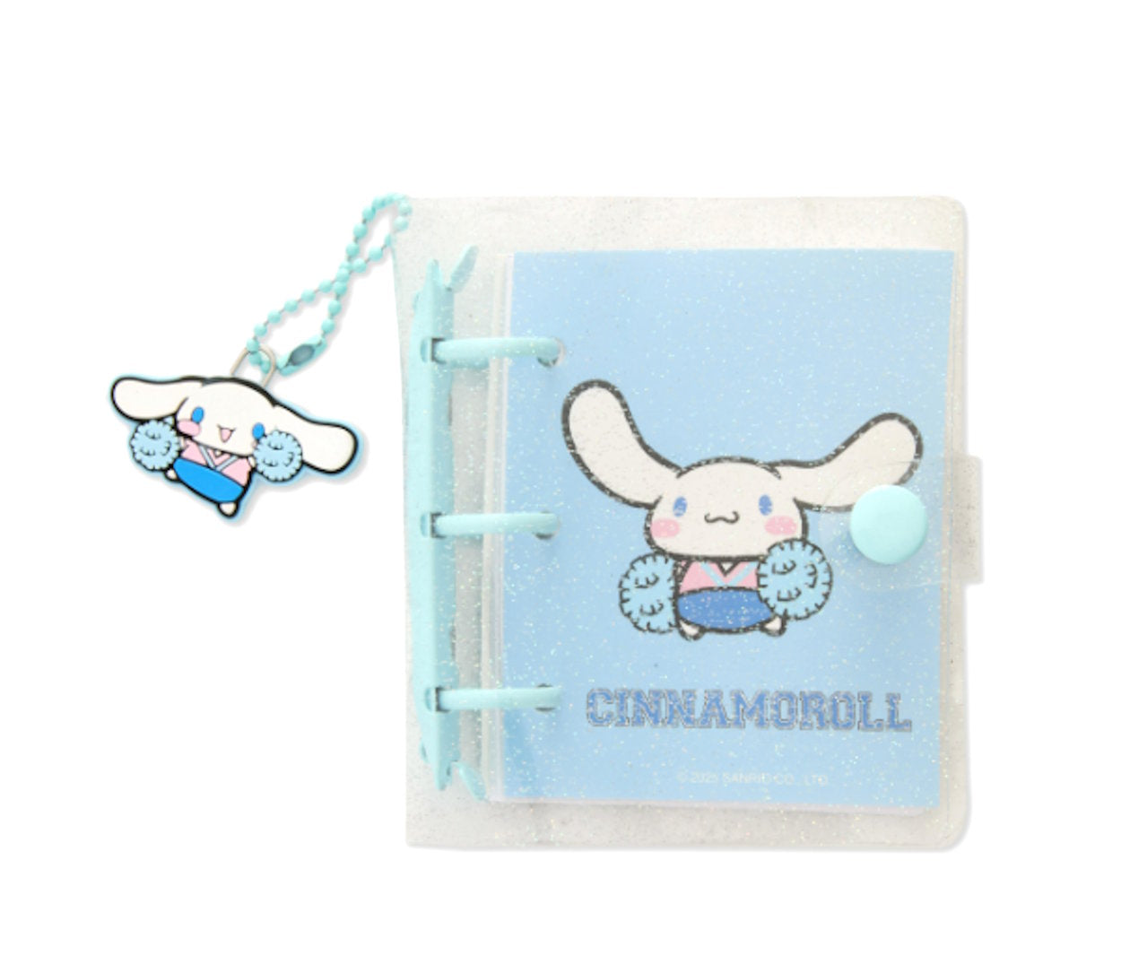 Mini Cinnamoroll Notebook with Keychain – Sparkly PVC Folder