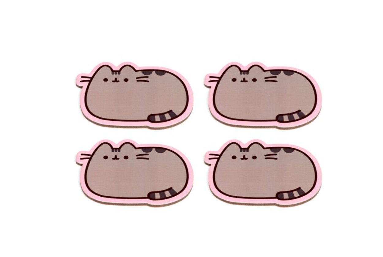 Set of four Pusheen cat shaped coasters