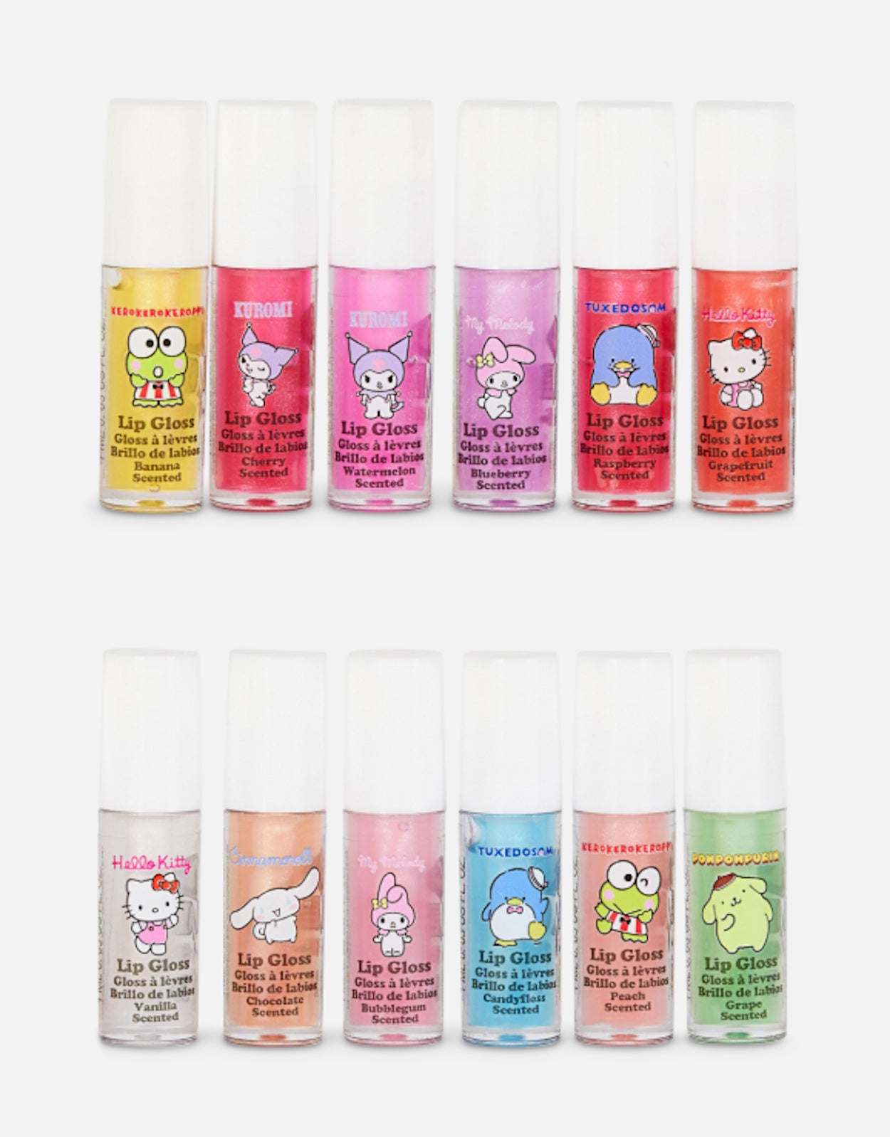Hello Kitty and Friends Mini Lip Gloss Set 12 Pack Vegan