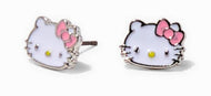 Hello Kitty Face Metallic Earrings for Pierced Ears