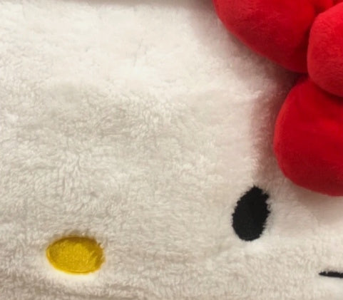 Hello Kitty Fluffy Face Cushion  Red Bow