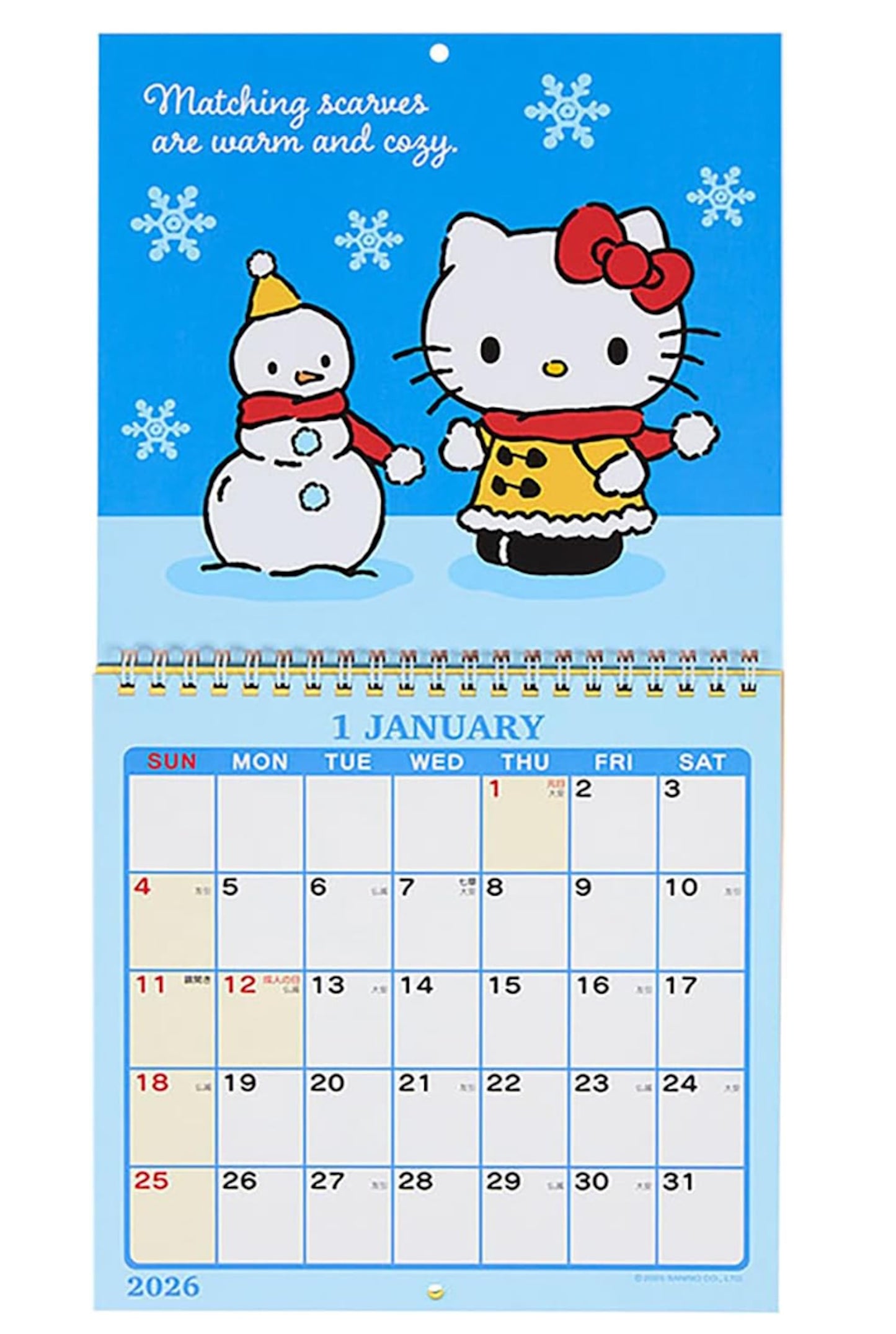Calendar with Hello Kitty monthly view