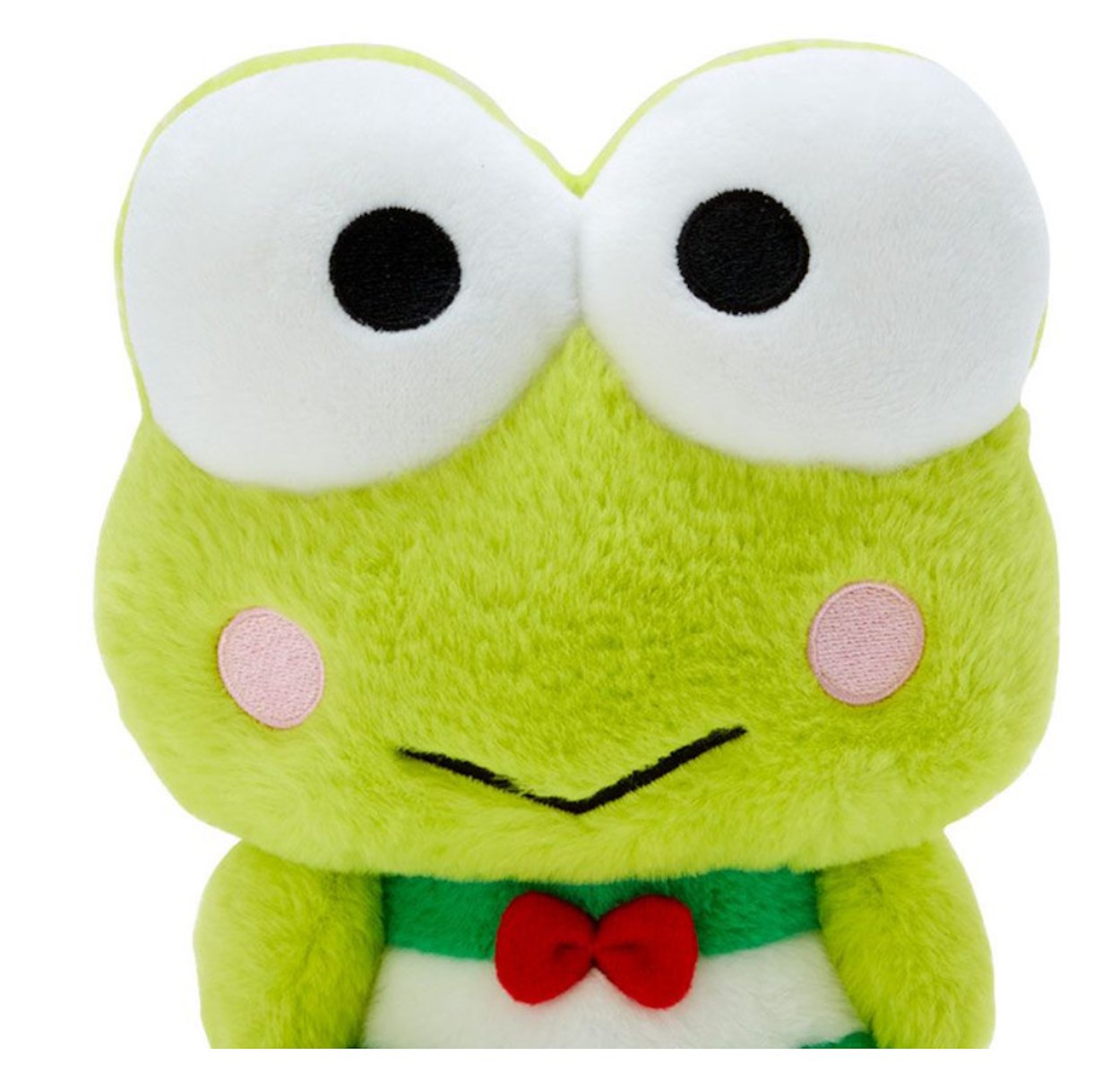 Keroppi Plush green stripe close up view
