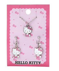 Sanrio Metallic Accessory Set Necklace & Clip-On Earrings - Hello Kitty