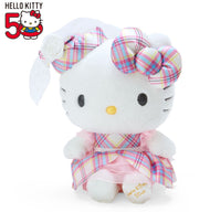 Sanrio Hello Kitty Pink Tartan Plush Soft Toy 50th Anniversary