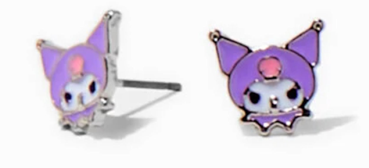 Kuromi Metallic Earrings for Pierced Ears