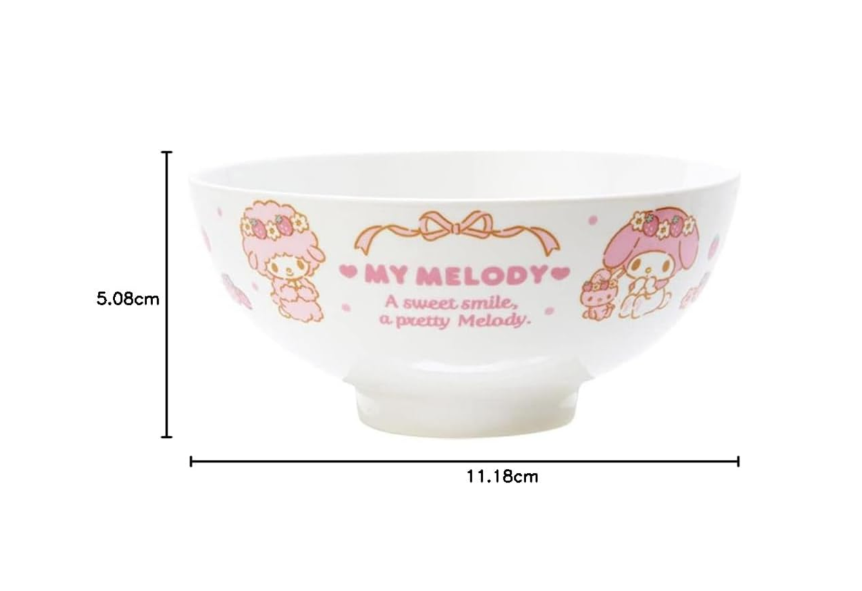 my melody ceramic bowl showing sizing