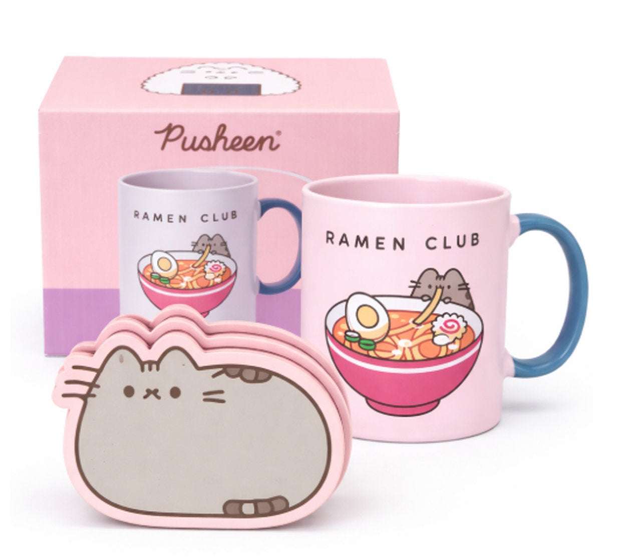 Pusheen Ramen Club Mug and Coaster Set Cute Cat Gift Set