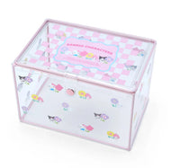 Sanrio Characters Clear Storage Box - Checkered Pink Pastel
