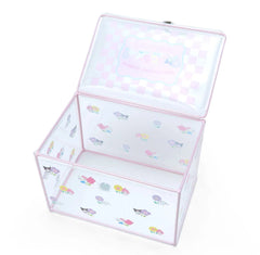 Sanrio Characters Clear Storage Box - Checkered Pink Pastel