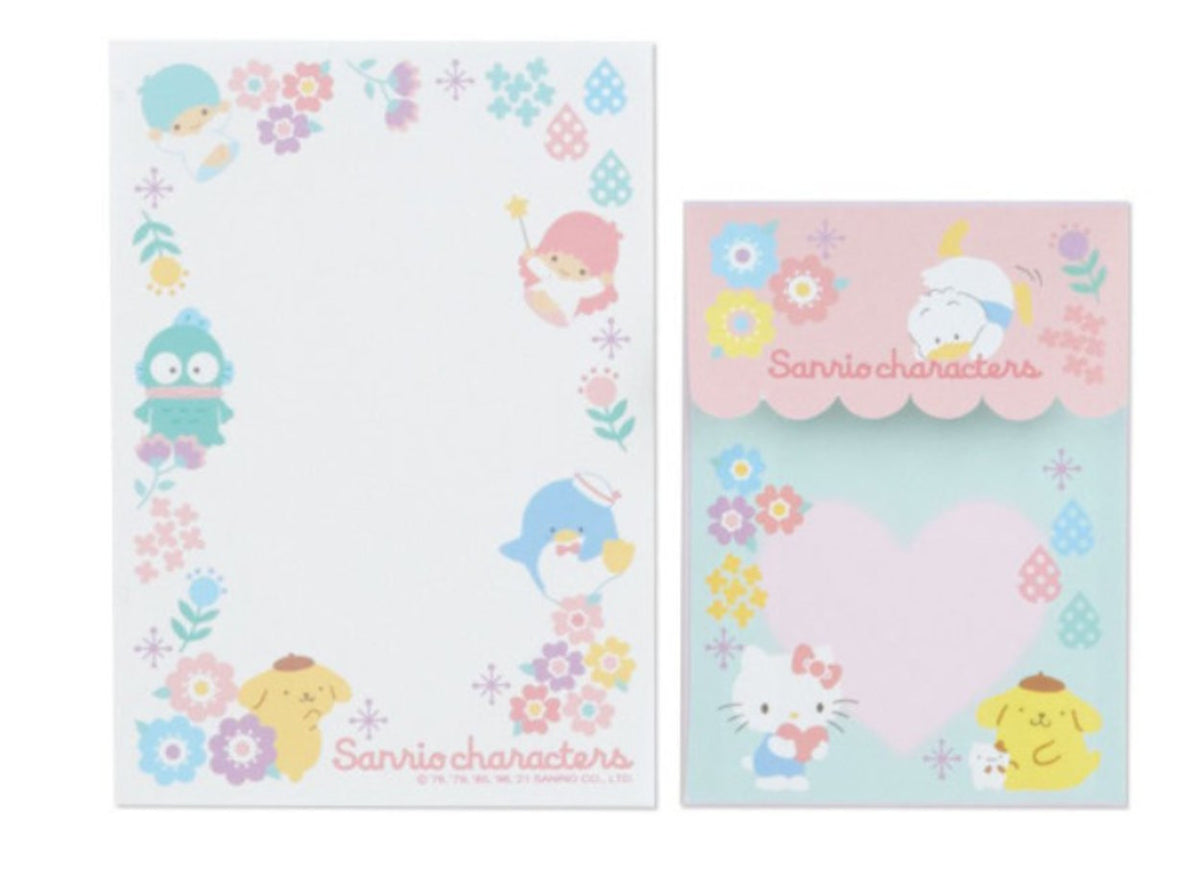 Sanrio Mixed Character stationery pieces with pastel character and floral designs