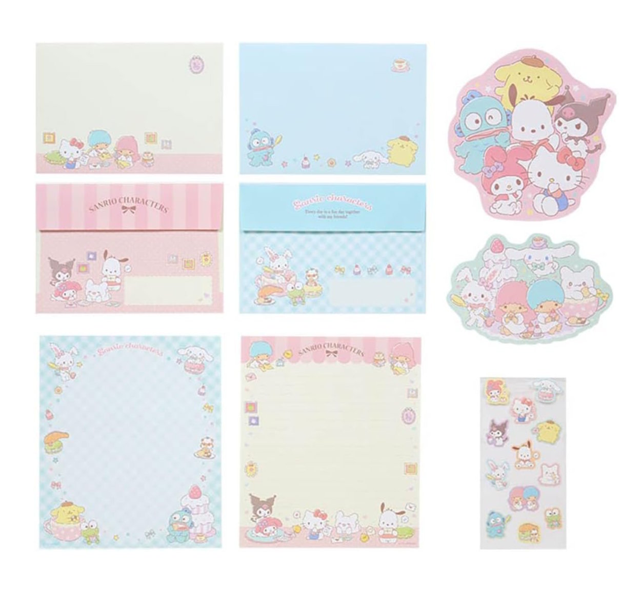 Sanrio characters letter setshowing stickers paper envelopes