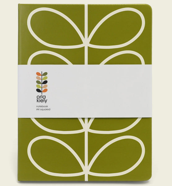 Orla Kiely Notebook A4 Olive Green Stem (25 x 19 cm)