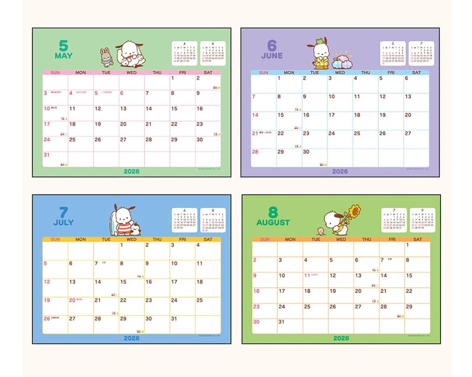 Pochacco Puppy Desk Calendar 2026
