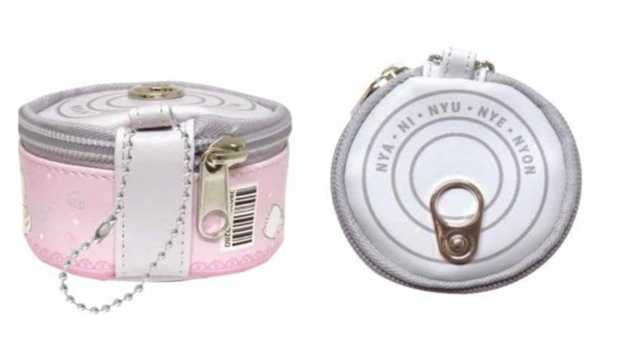 Cute Sanrio cat tin style round pouch with hanging chain