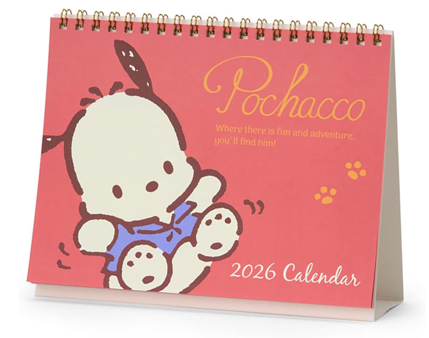 Sanrio Pochacco 2026 desk calendar with stickers and monthly pages