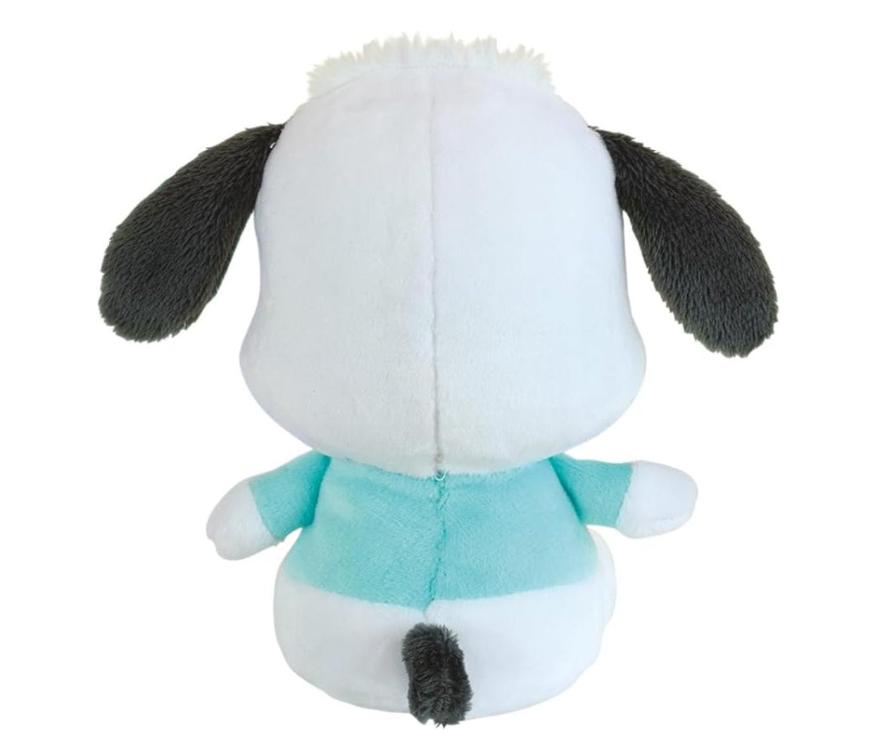 Pochacco white sitting plush toy with floppy black ears back view