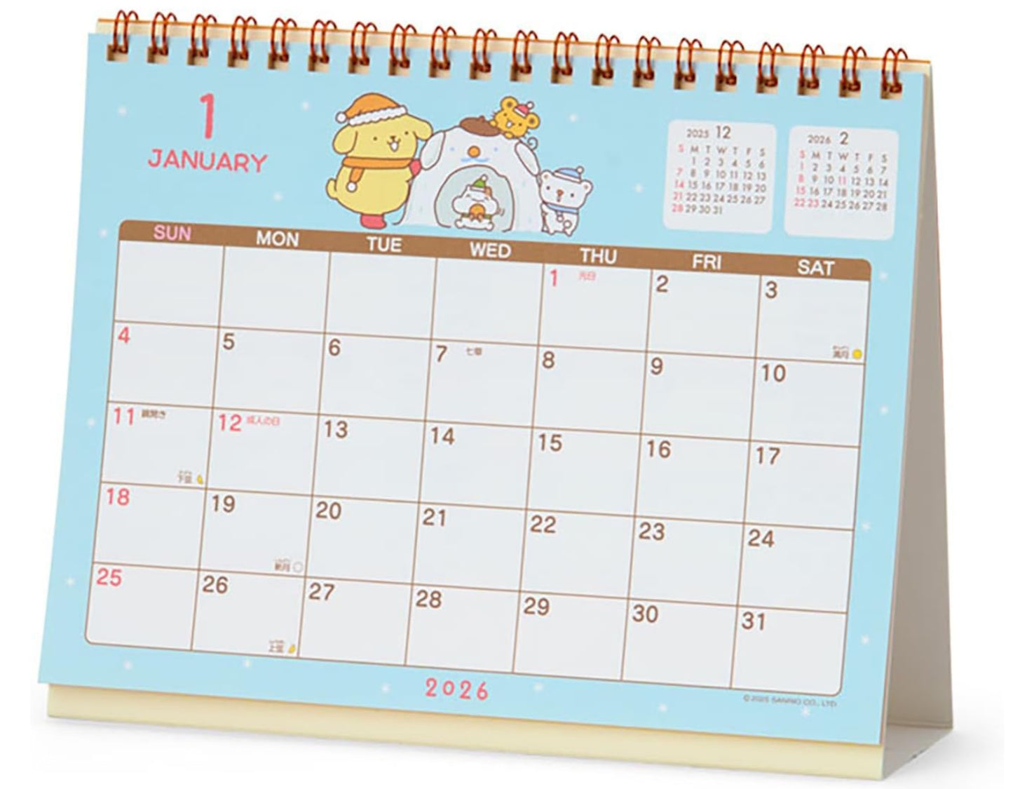 pompompurin 2026 desk calendar sample month