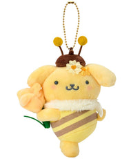 Pompompurin Bee Mascot Plush Keychain Sanrio Flower Loving Bee