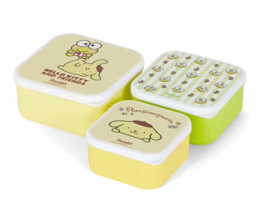 Pompompurin and Kerropi Frog 3 Piece Food Container Set
