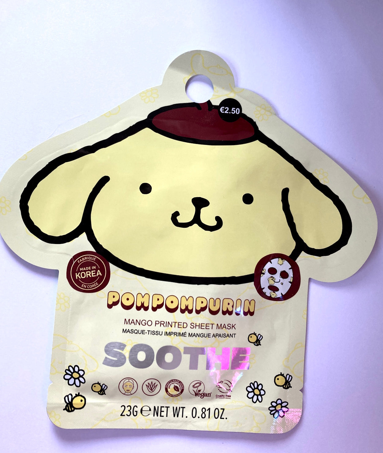 Pompompurin Mango Printed Facial Sheet Mask