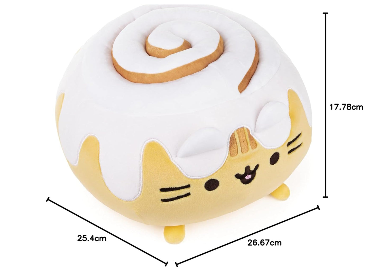 gund pusheen cinnamon roll squisheen plush showing measurements