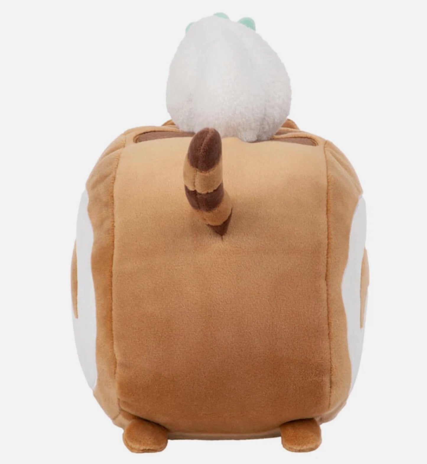 pusheen as a swiss roll plush showing back view