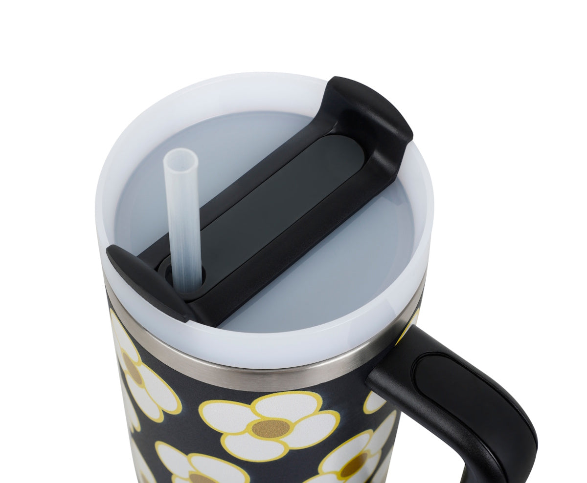 Orla Kiely Spinning Flowers  Large Travel Cup Bottle - 1.2 Litres Hot Or Cold Drinks