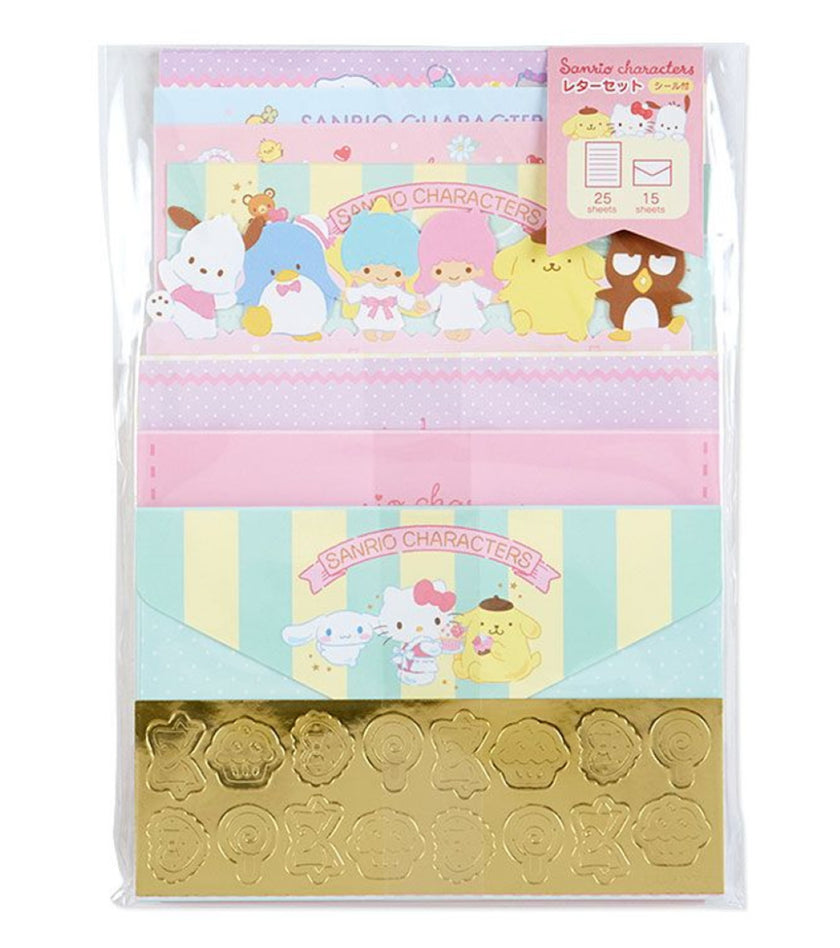 Sanrio Mixed Character Letter Set with Gold Stickers