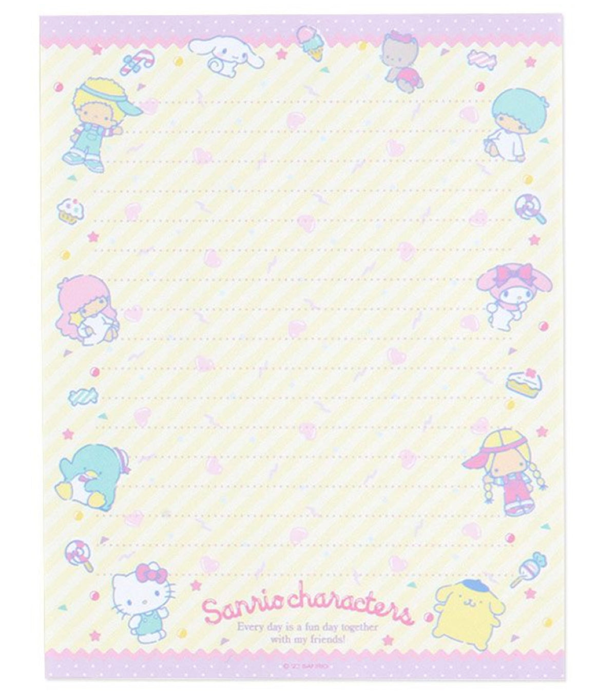 Sanrio Mixed Character Letter Set with Gold Stickers