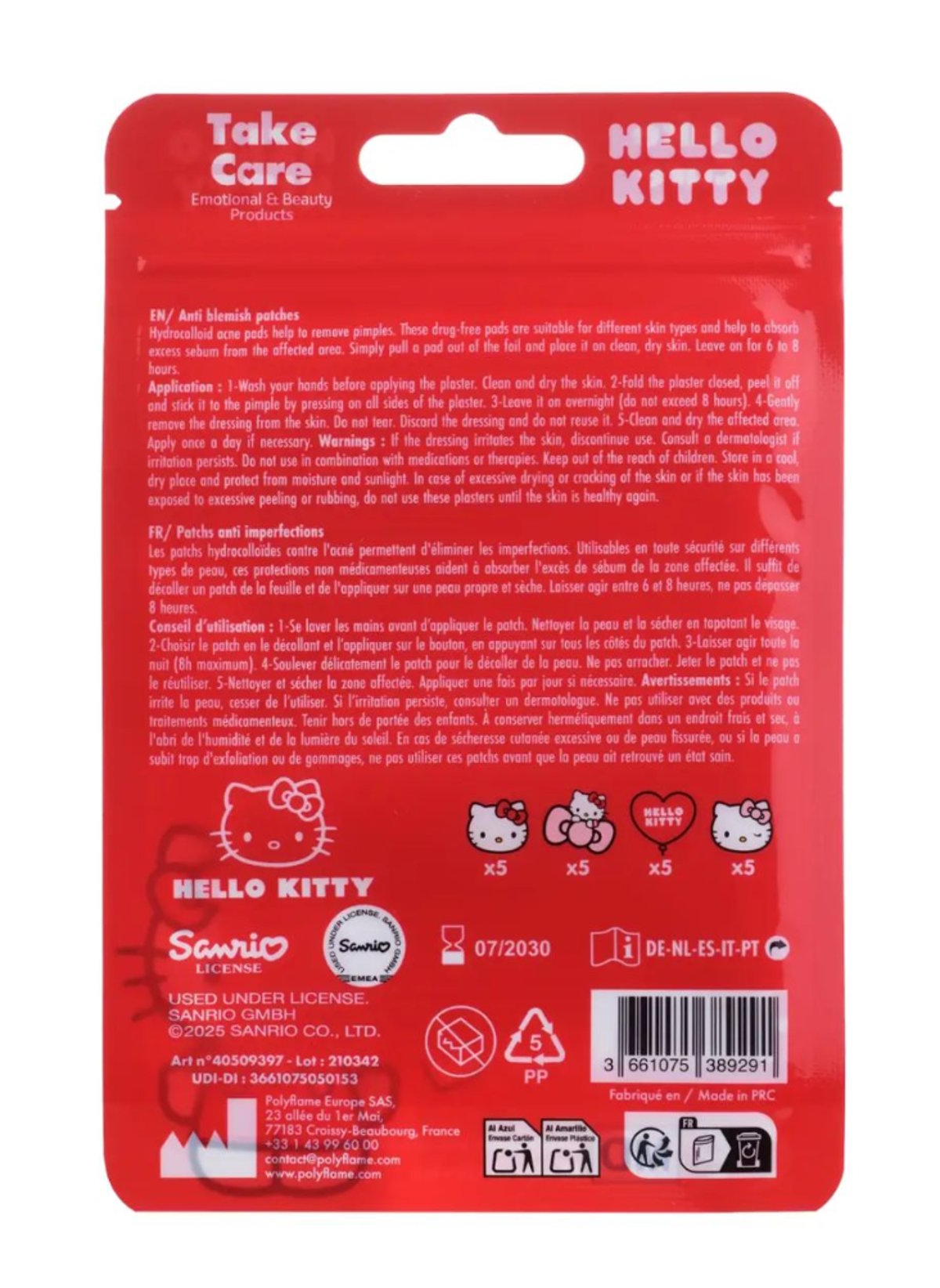Hello Kitty Hydrocolloid Pimple Patches – 20 Anti-Blemish Stickers