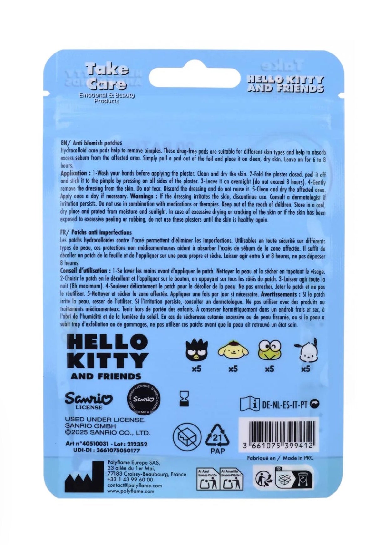 Pochacco, Keroppi, Badtz-Maru & Pompompurin Pimple Patches – Hydrocolloid (20 Pack)