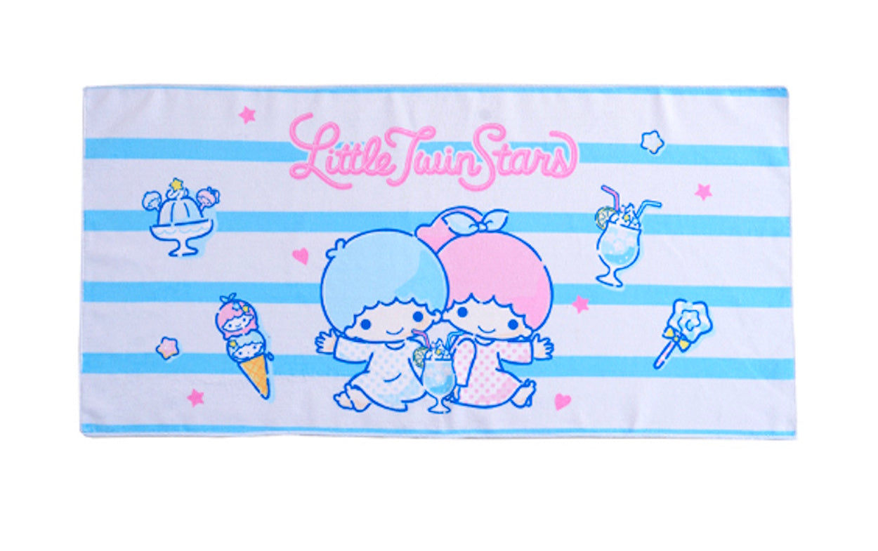 Little Twin Stars hand towel with pastel Kiki and Lala design