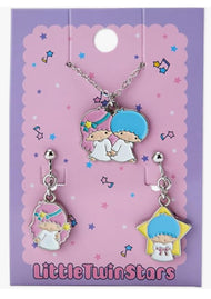Sanrio Metallic Accessory Set Necklace & Clip-On Earrings - Little Twin Stars