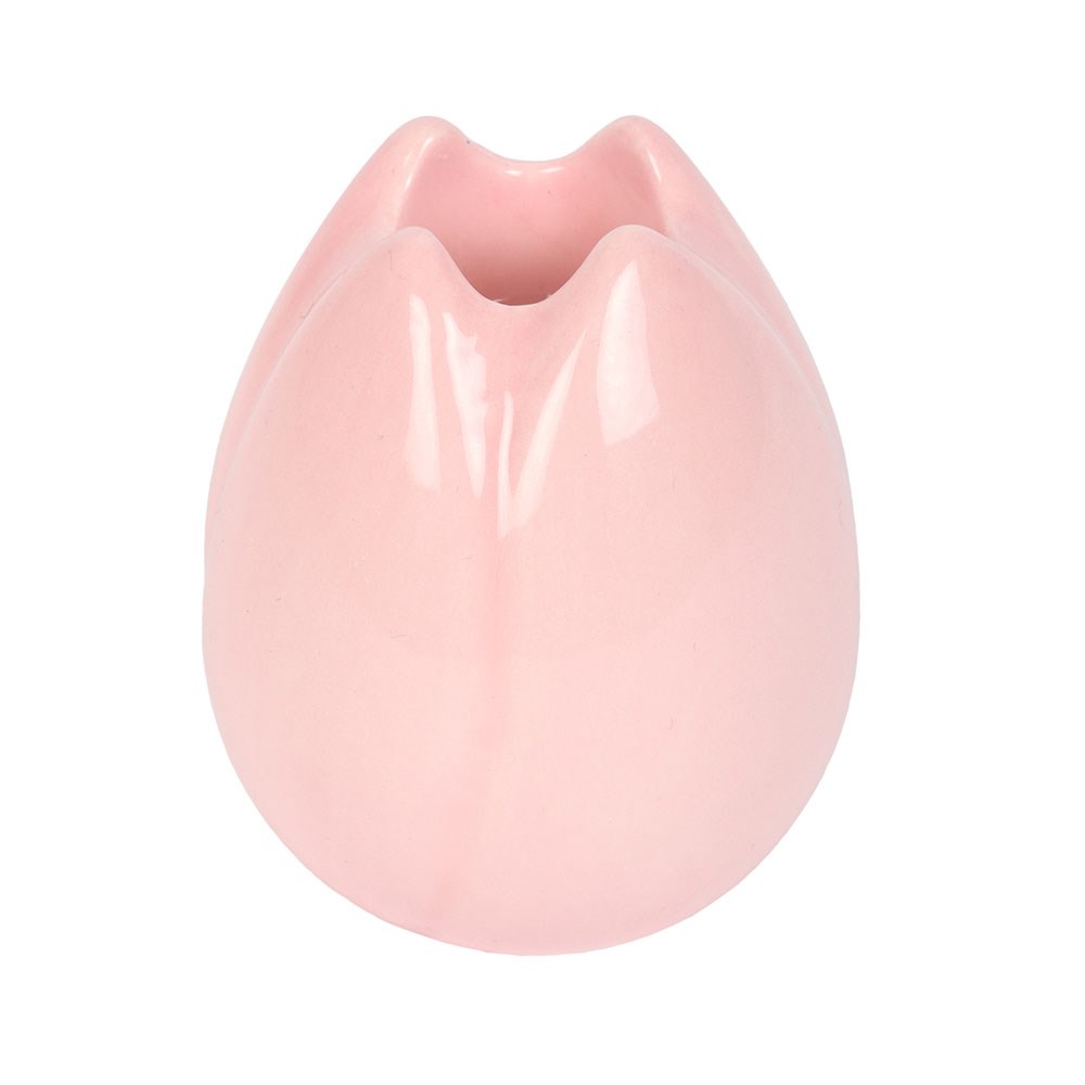 Kawaii pink tulip ceramic candle holder
