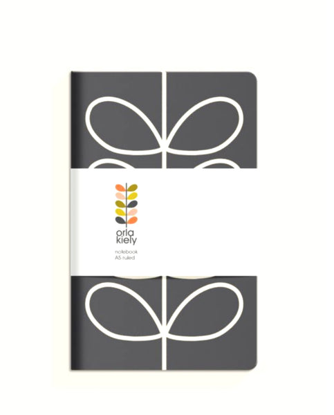 Orla Kiely Notebook A5 Grey/Black Stem (21 x 13 cm)