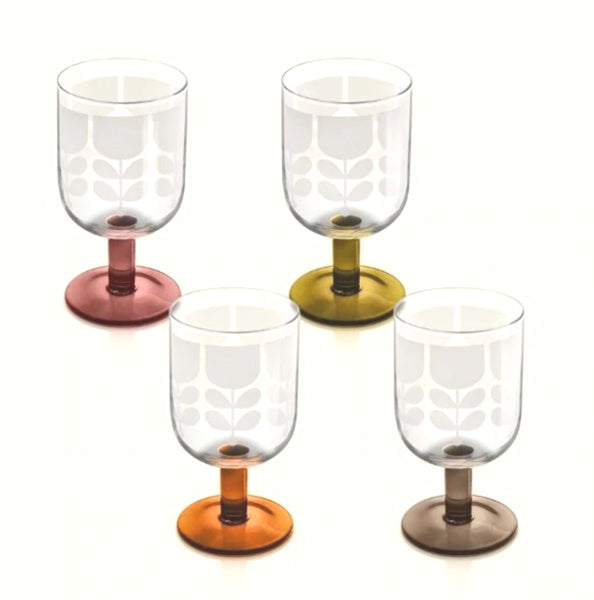 Orla Kiely Set of 4 Decorated Wine Glasses
