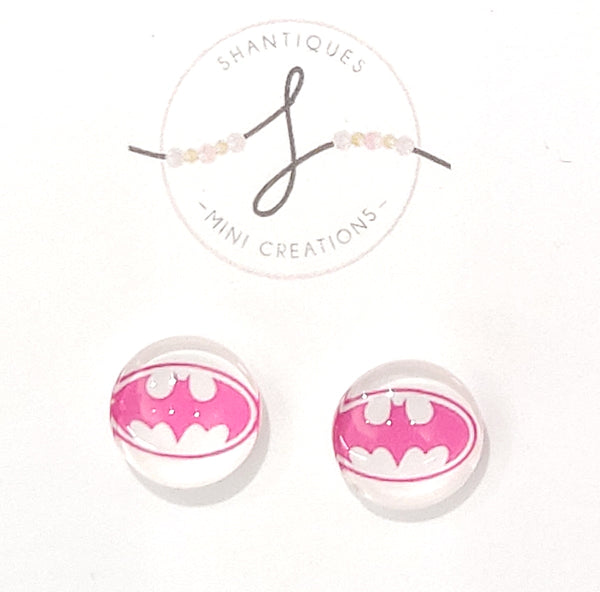 Pink Batman - Clip-on Earrings
